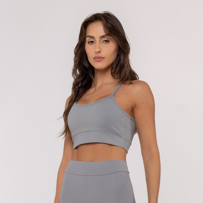 Top Classic Alças Cruzadas Cinza