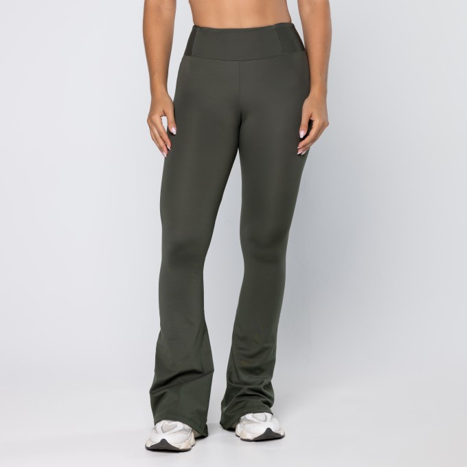Calça Flare Force Com Recorte No Cós Verde Pinho