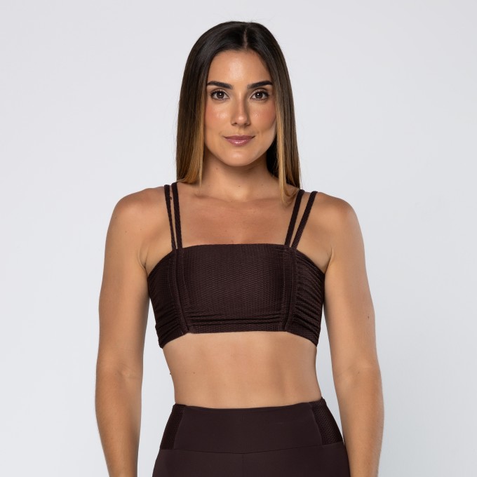 Top Force Texturizado Com Alça Dupla Pau Brasil