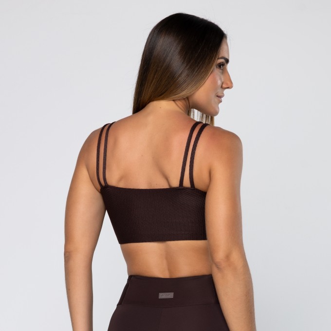 Top Force Texturizado Com Alça Dupla Pau Brasil