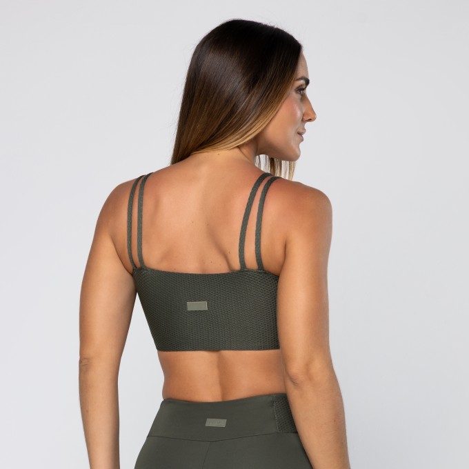 Top Force Texturizado Com Alça Dupla Verde Pinho